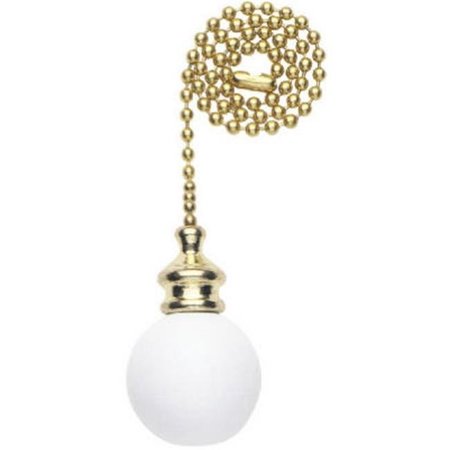 BRIGHTBOMB 77072 12 in. White Wooden Ball; Decorative Pull Chain BR580627